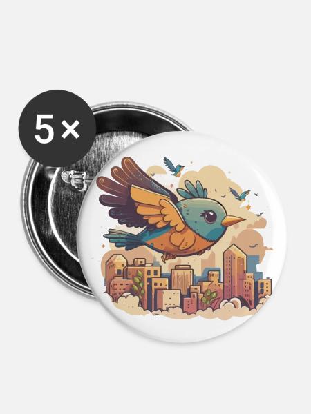 City-Flyer - Buttons groß 56 mm (5er Pack) - Weiß