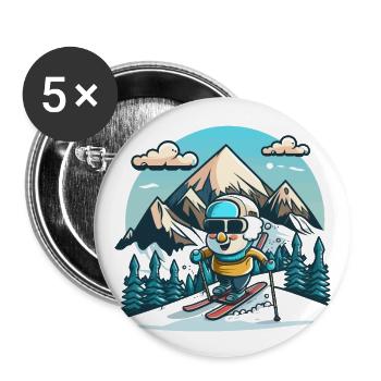 Abenteuer im Schnee - Buttons groß 56 mm (5er Pack) - Weiß - Vorne