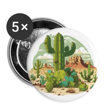 Le Royaume des Cactus - Lot de 5 grands badges (56 mm) - blanc - Devant