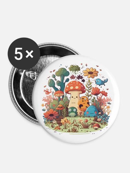 Der verzauberte Garten - Buttons groß 56 mm (5er Pack) - Weiß
