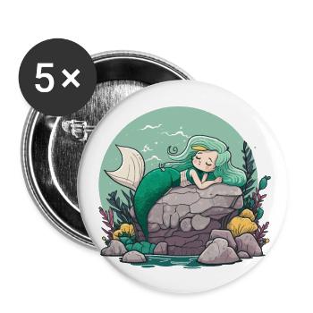 La Sirène des Océans - Lot de 5 grands badges (56 mm) - blanc - Devant