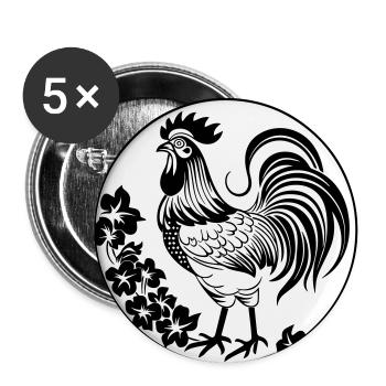 Hahn - Buttons groß 56 mm (5er Pack) - Weiß - Vorne