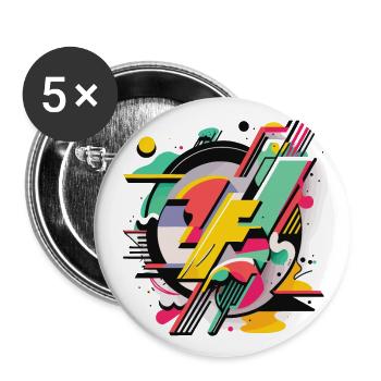 Helle Geometrie - Buttons groß 56 mm (5er Pack) - Weiß - Vorne