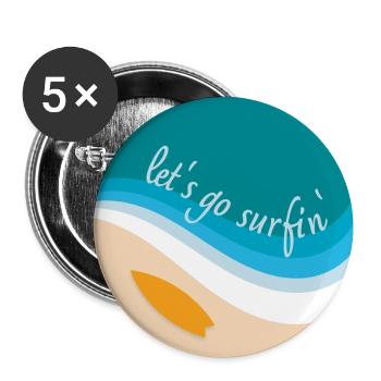 Let’s go surfin' surfing (design rond) - Lot de 5 grands badges (56 mm) - blanc - Devant
