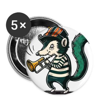 Trompettiste Skunk - Lot de 5 grands badges (56 mm) - blanc - Devant