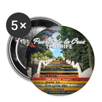 Puerto de la Cruz, Tenerife - Buttons groß 56 mm (5er Pack) - Weiß - Vorne