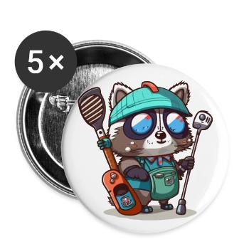 Golfeur raton laveur - Lot de 5 grands badges (56 mm) - blanc - Devant