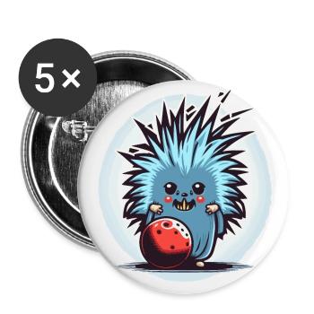 Rouleau de porc-épic - Lot de 5 grands badges (56 mm) - blanc - Devant
