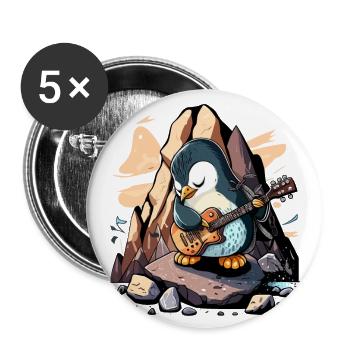 Rockin Penguin - Buttons large 2.2''/56 mm (5-pack) - white - Front