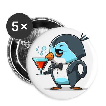 Fancy Penguin - Buttons large 2.2''/56 mm (5-pack) - white - Front