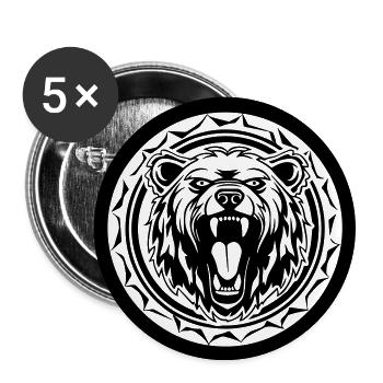 Grizzly Bear - Buttons large 2.2''/56 mm (5-pack) - white - Front