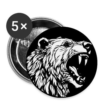 Grizzly Bear - Buttons large 2.2''/56 mm (5-pack) - white - Front