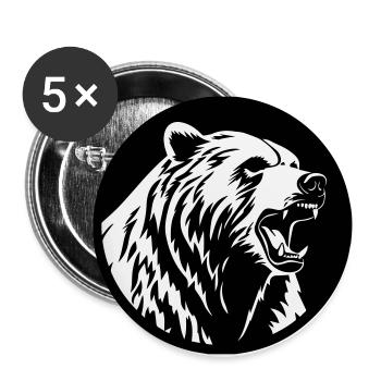 Grizzly Bear - Buttons large 2.2''/56 mm (5-pack) - white - Front