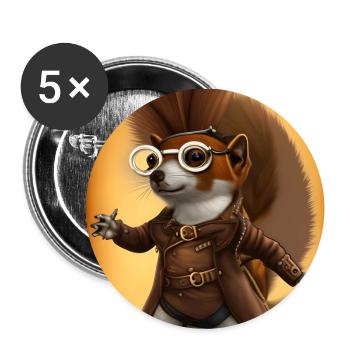 Steampunk Squirrel wearing Glasses - Buttons large 2.2''/56 mm (5-pack) - white - Front