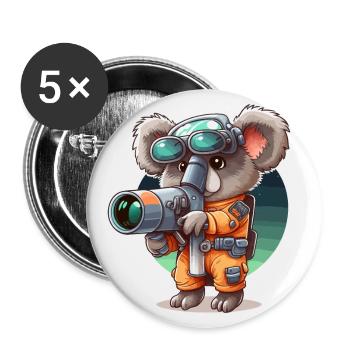 Weltraum-Koala - Buttons groß 56 mm (5er Pack) - Weiß - Vorne