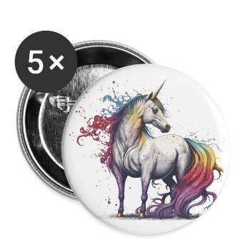 Licorne magique - Lot de 5 grands badges (56 mm) - blanc - Devant