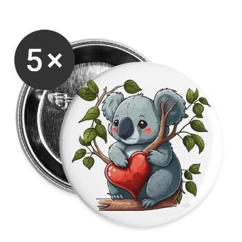 Adorable Koala - Buttons large 2.2''/56 mm (5-pack) - white - Front