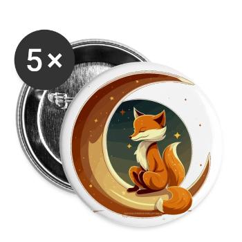 Moonlit Fox - Buttons large 2.2''/56 mm (5-pack) - white - Front
