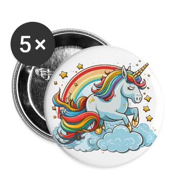 Regenbogen-Schönheit - Buttons groß 56 mm (5er Pack) - Weiß - Vorne
