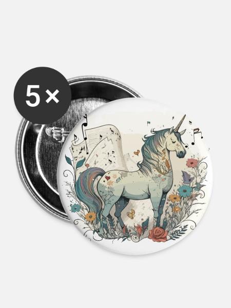 Musik in der Luft - Buttons groß 56 mm (5er Pack) - Weiß