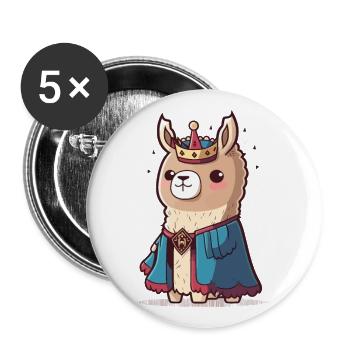 Lama royal - Lot de 5 grands badges (56 mm) - blanc - Devant