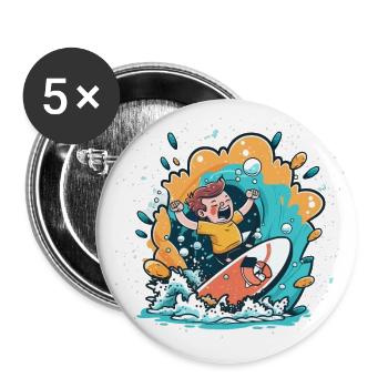 Surft nach oben - Buttons groß 56 mm (5er Pack) - Weiß - Vorne