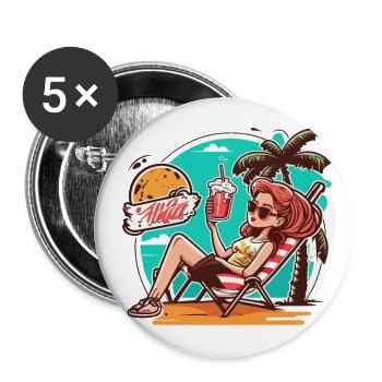 Insel-Vibes - Buttons groß 56 mm (5er Pack) - Weiß - Vorne