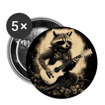 Raccoon playing guitar 2 - Buttons large 2.2''/56 mm (5-pack) - white - Front