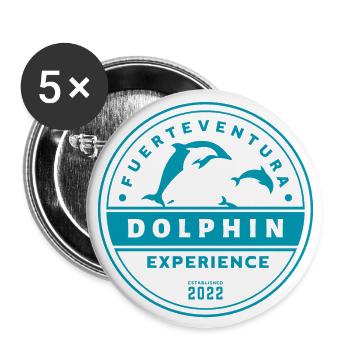 Fuerteventura - Expérience avec les dauphins - Lot de 5 grands badges (56 mm) - blanc - Devant