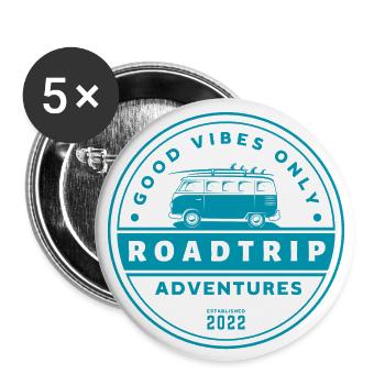 Road Trip Vibes Vanlife Seal - Lot de 5 grands badges (56 mm) - blanc - Devant