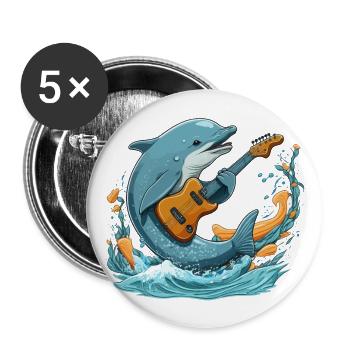 Dolphin Rocker - Buttons large 2.2''/56 mm (5-pack) - white - Front