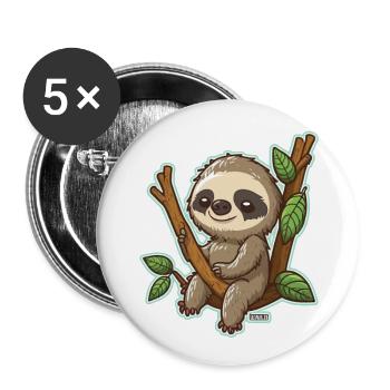 Chill Sloth - Lot de 5 grands badges (56 mm) - blanc - Devant
