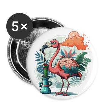 Flamingo toker - Buttons large 2.2''/56 mm (5-pack) - white - Front