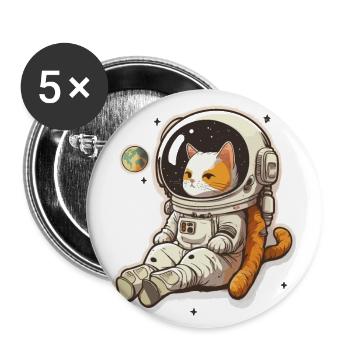 Feline Space Adventure - Buttons large 2.2''/56 mm (5-pack) - white - Front