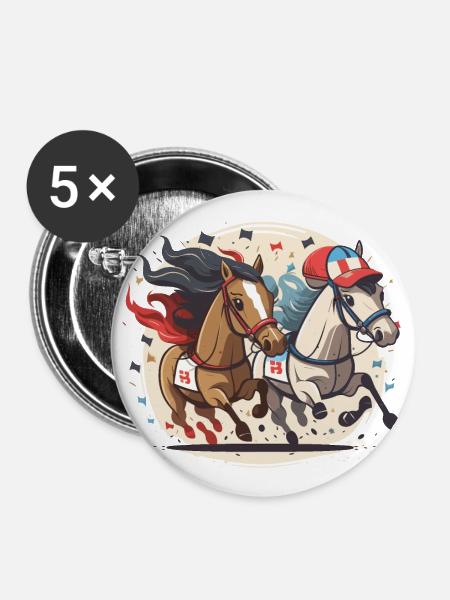 Galoppierender Ruhm - Buttons groß 56 mm (5er Pack) - Weiß