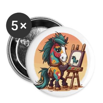 Equine Artist - Buttons large 2.2''/56 mm (5-pack) - white - Front