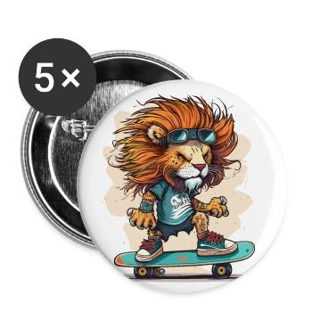 Lions-Rampe - Buttons groß 56 mm (5er Pack) - Weiß - Vorne