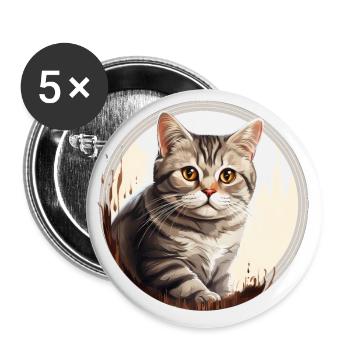 American Shorthair Cat - Buttons large 2.2''/56 mm (5-pack) - white - Front