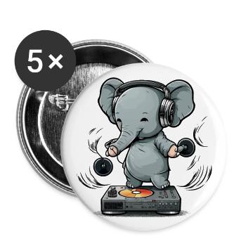 Elephant Beats - Buttons large 2.2''/56 mm (5-pack) - white - Front