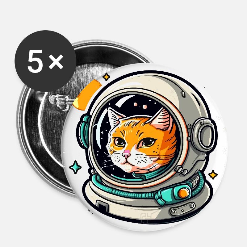Feline Flyer - Buttons large 2.2''/56 mm (5-pack) - white