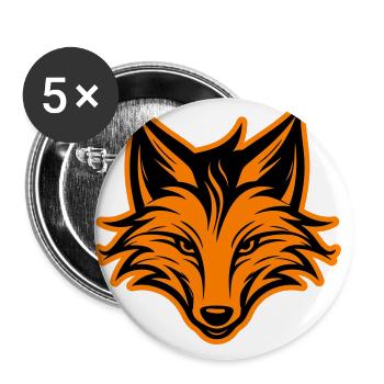 Fuchs Kopf Silhouette - Buttons groß 56 mm (5er Pack) - Weiß - Vorne