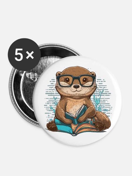 Otterly Vertieft - Buttons groß 56 mm (5er Pack) - Weiß