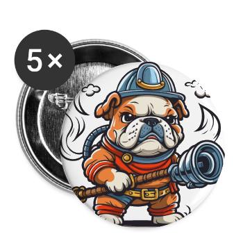 Bulldoggen-Brigade - Buttons groß 56 mm (5er Pack) - Weiß - Vorne