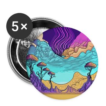 Psychedelic Sky over Desert and Valley - Buttons large 2.2''/56 mm (5-pack) - white - Front