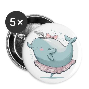 Wal-Walzer - Buttons groß 56 mm (5er Pack) - Weiß - Vorne