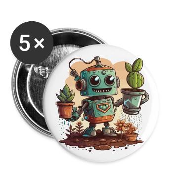 Floraison de robot - Lot de 5 grands badges (56 mm) - blanc - Devant