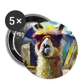 Abstract Colored Oil Painting of a Llama - Buttons large 2.2''/56 mm (5-pack) - white - Front