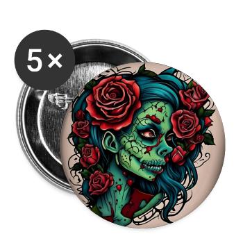 Zombie Girl - Buttons large 2.2''/56 mm (5-pack) - white - Front