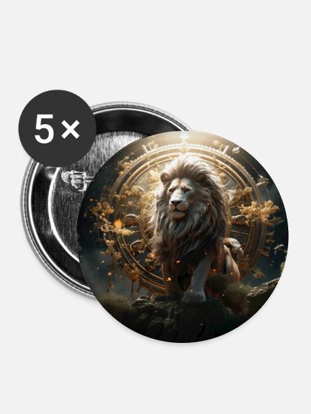 Gott Löwe - Buttons groß 56 mm (5er Pack) - Weiß
