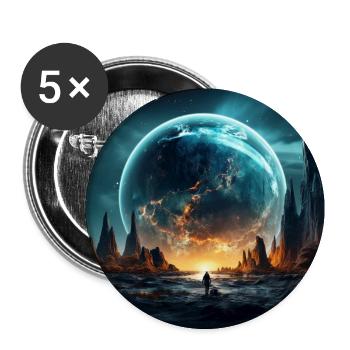 Galaktische Kollision - Buttons groß 56 mm (5er Pack) - Weiß - Vorne